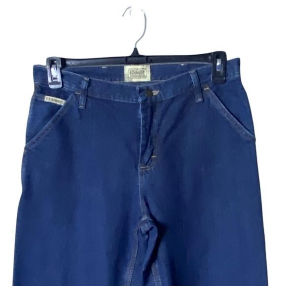 Schmidt Workwear Womens Relaxed Fit Cargo Jeans Size 8 Classic Blue Denim - Picture 2 of 9